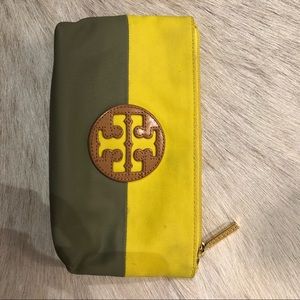 Tory Burch cosmetic pouch green & yellow